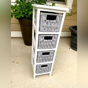 Wooden Accent Table with Woven Fabric Drawers